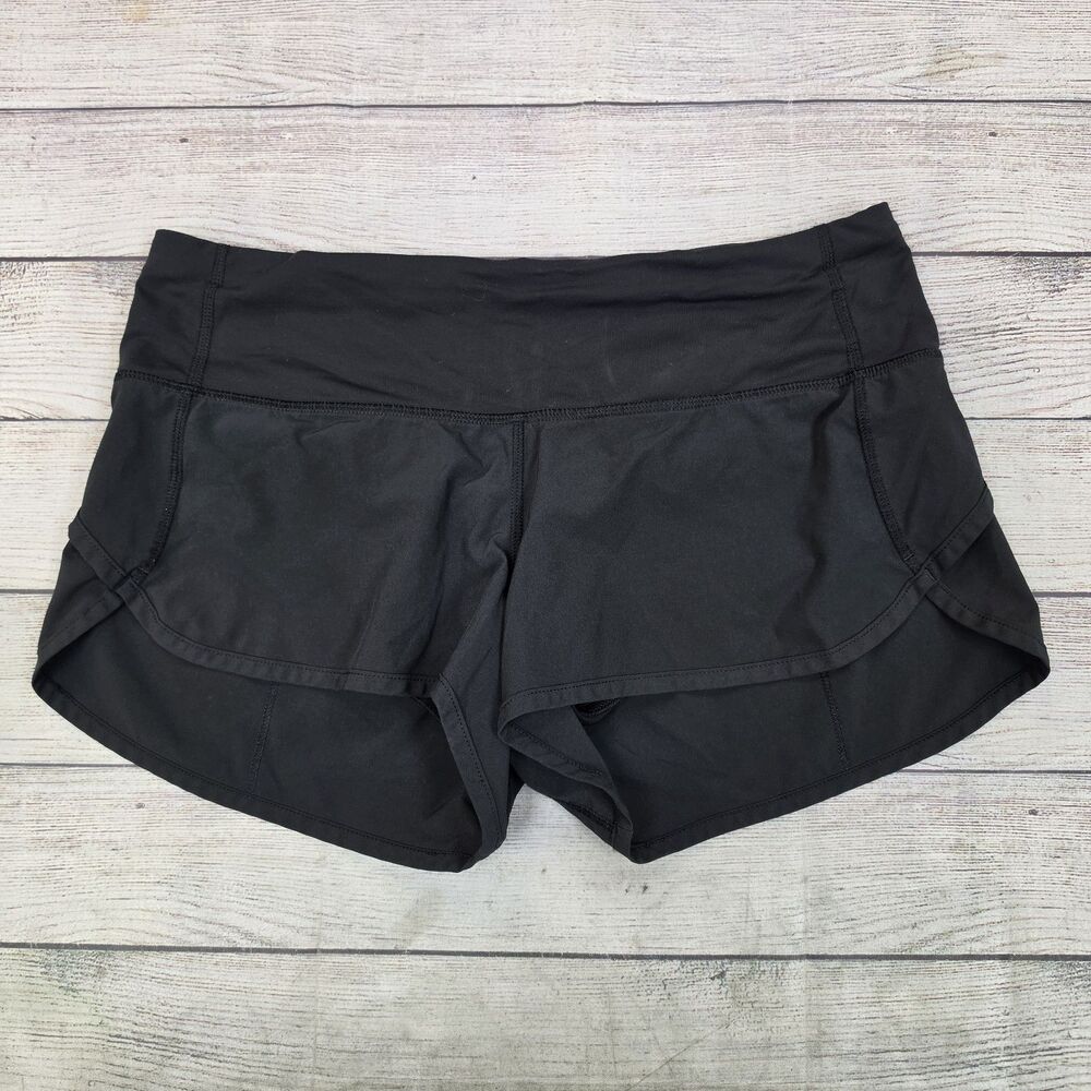 Lululemon Run Times Shorts Women’s Sz 6 Black Lined Workout Gym Athletic